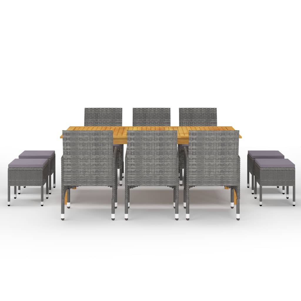 vidaXL Set mobilier de grădină, 11 piese, gri vidaXL Set mobilier de grădină, 11 piese, gri