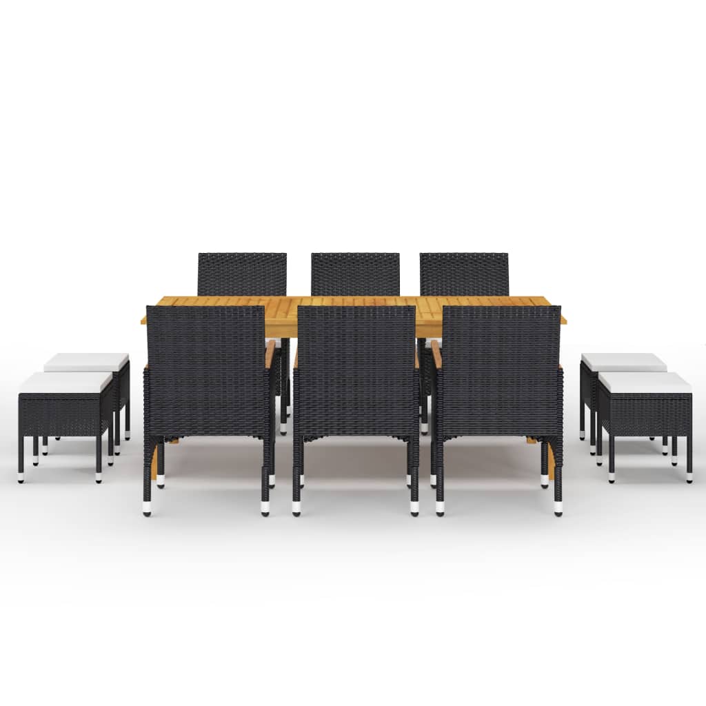vidaXL Set mobilier de grădină, 11 piese, negru vidaXL Set mobilier de grădină, 11 piese, negru