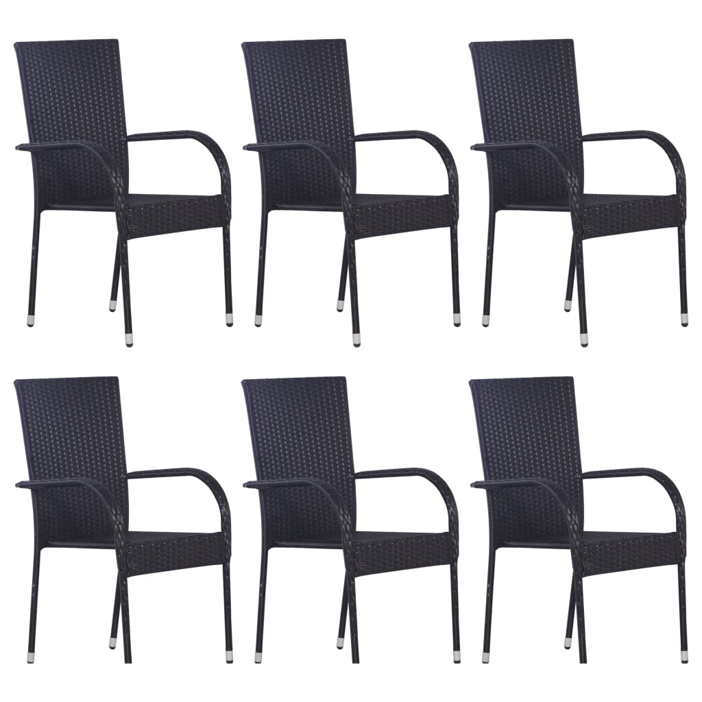 vidaXL Set mobilier de grădină, 7 piese, negru