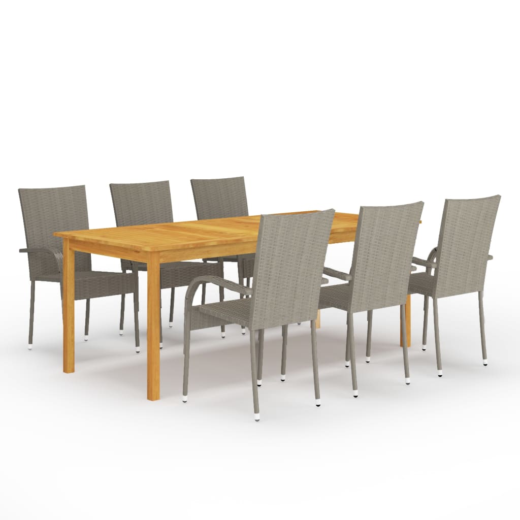 vidaXL Set mobilier pentru grădină, 7 piese, gri vidaXL Set mobilier pentru grădină, 7 piese, gri