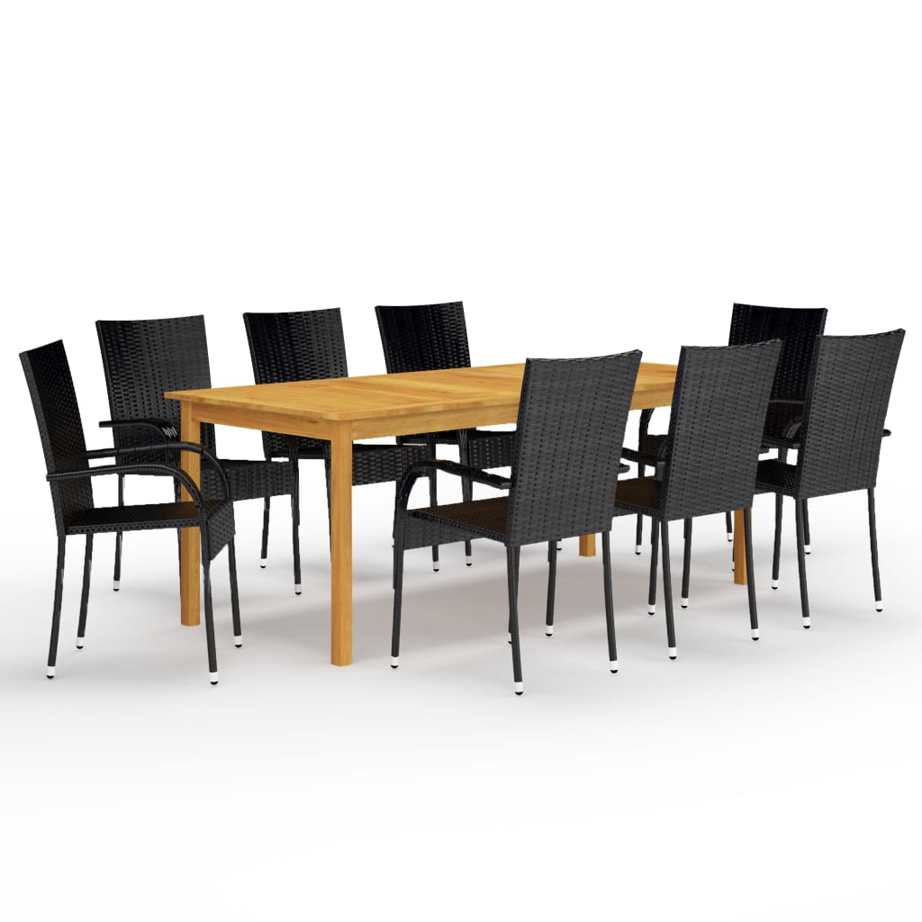 vidaXL Set mobilier de grădină, 9 piese, negru vidaXL Set mobilier de grădină, 9 piese, negru