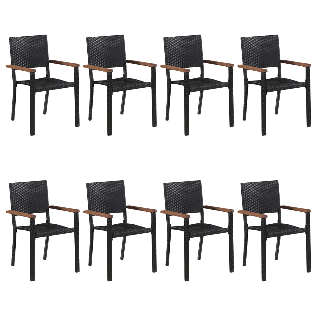 vidaXL Set mobilier de grădină, 9 piese, negru