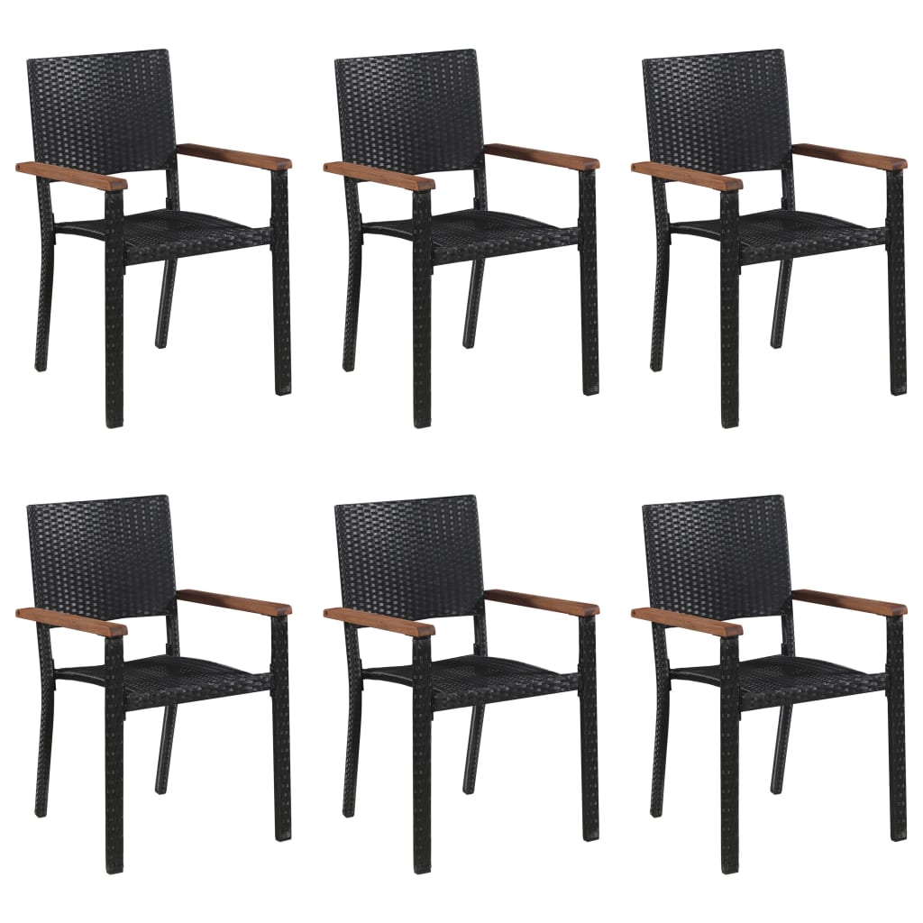 vidaXL Set mobilier de grădină, 7 piese, negru