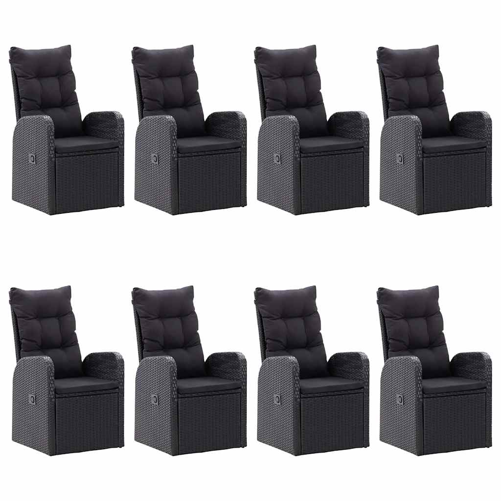 vidaXL Set mobilier de grădină, 9 piese, negru