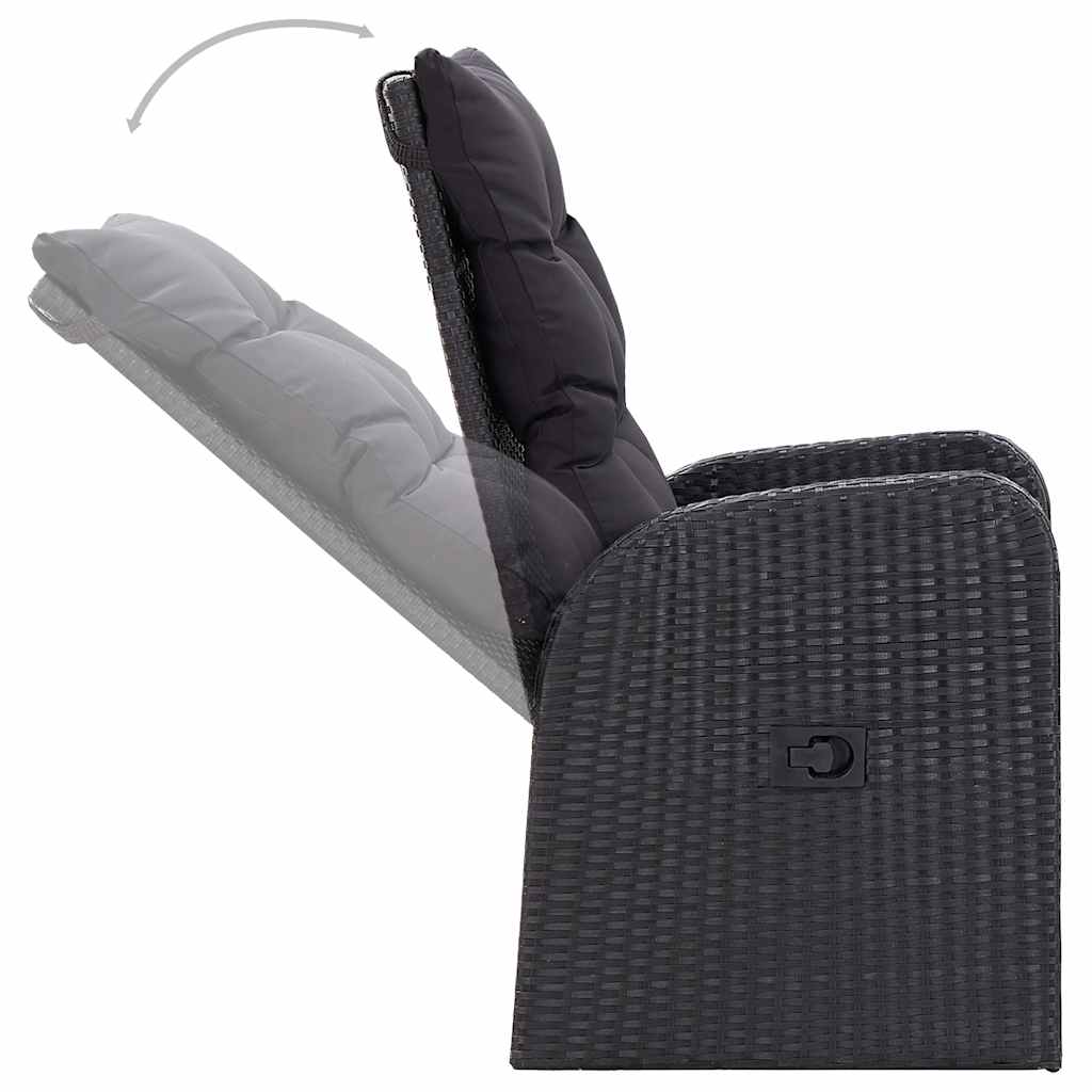 vidaXL Set mobilier de grădină, 9 piese, negru