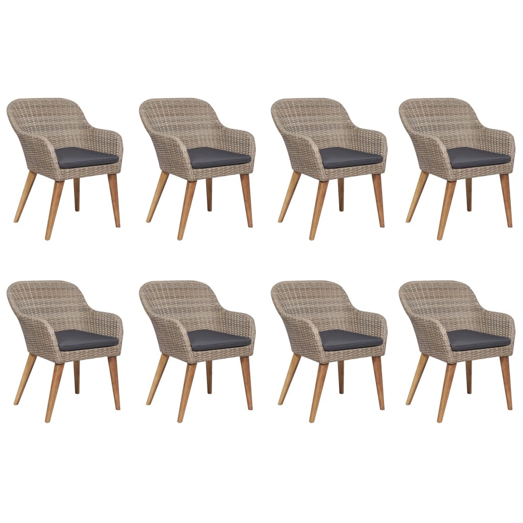 vidaXL Set mobilier de grădină, 9 piese, maro vidaXL Set mobilier de grădină, 9 piese, maro