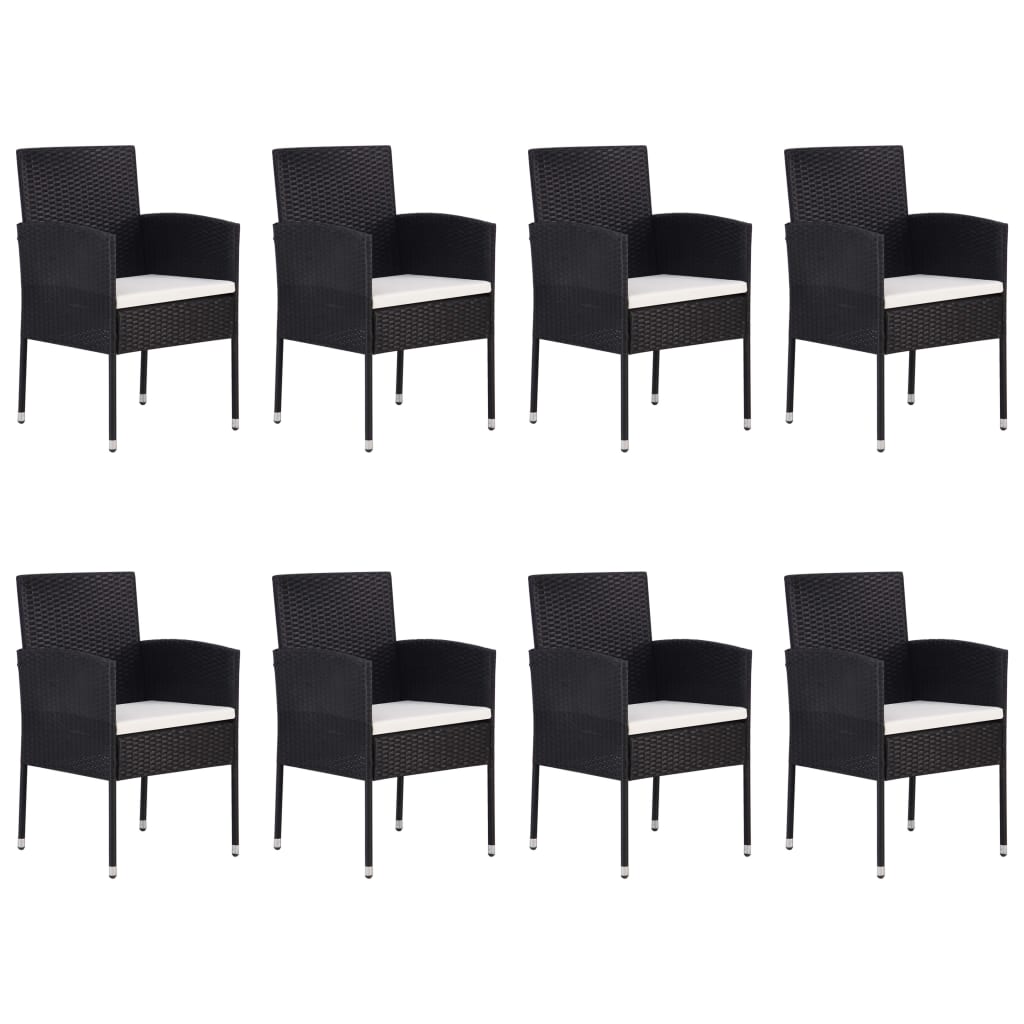 vidaXL Set mobilier de grădină, 9 piese, negru