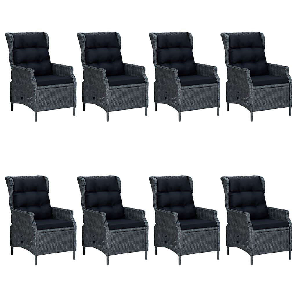 vidaXL Set mobilier de grădină, 9 piese, gri închis vidaXL Set mobilier de grădină, 9 piese, gri închis