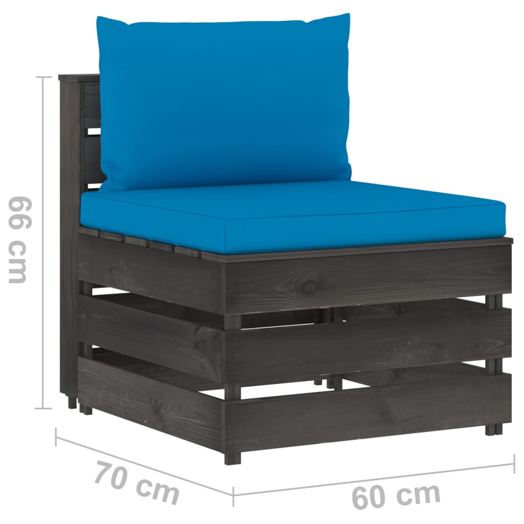 vidaXL Canapea de mijloc modulară cu perne, gri, lemn tratat vidaXL Canapea de mijloc modulară cu perne, gri, lemn tratat