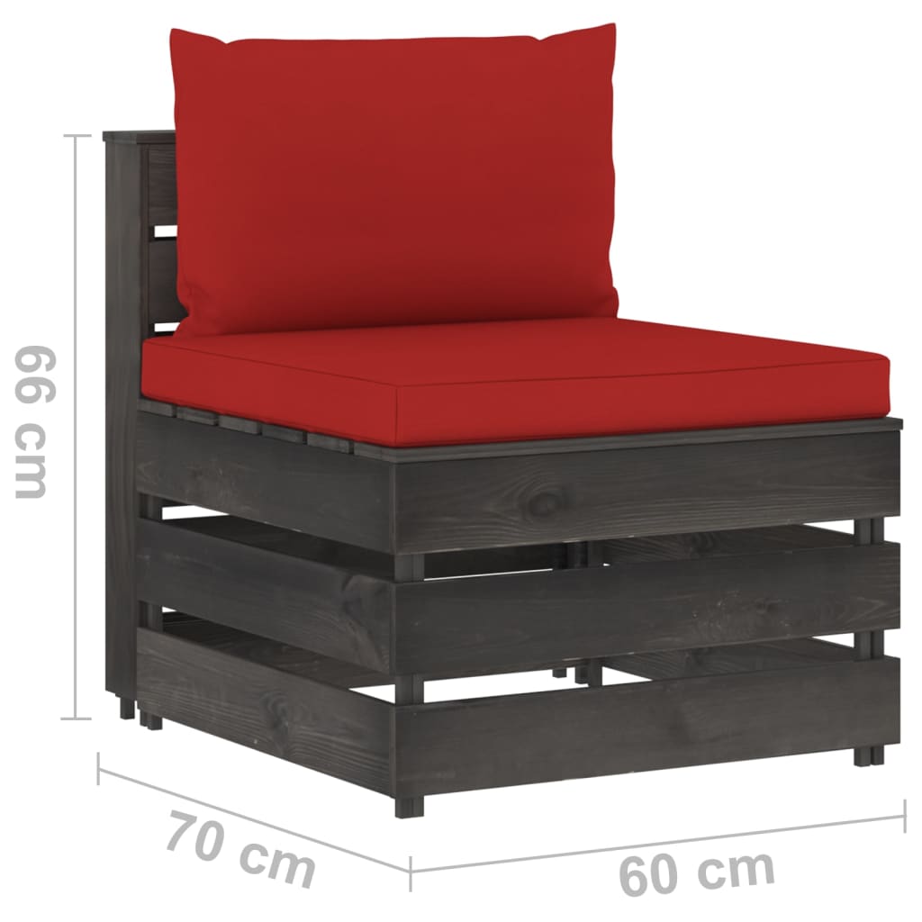 vidaXL Canapea de mijloc modulară cu perne, gri, lemn tratat vidaXL Canapea de mijloc modulară cu perne, gri, lemn tratat