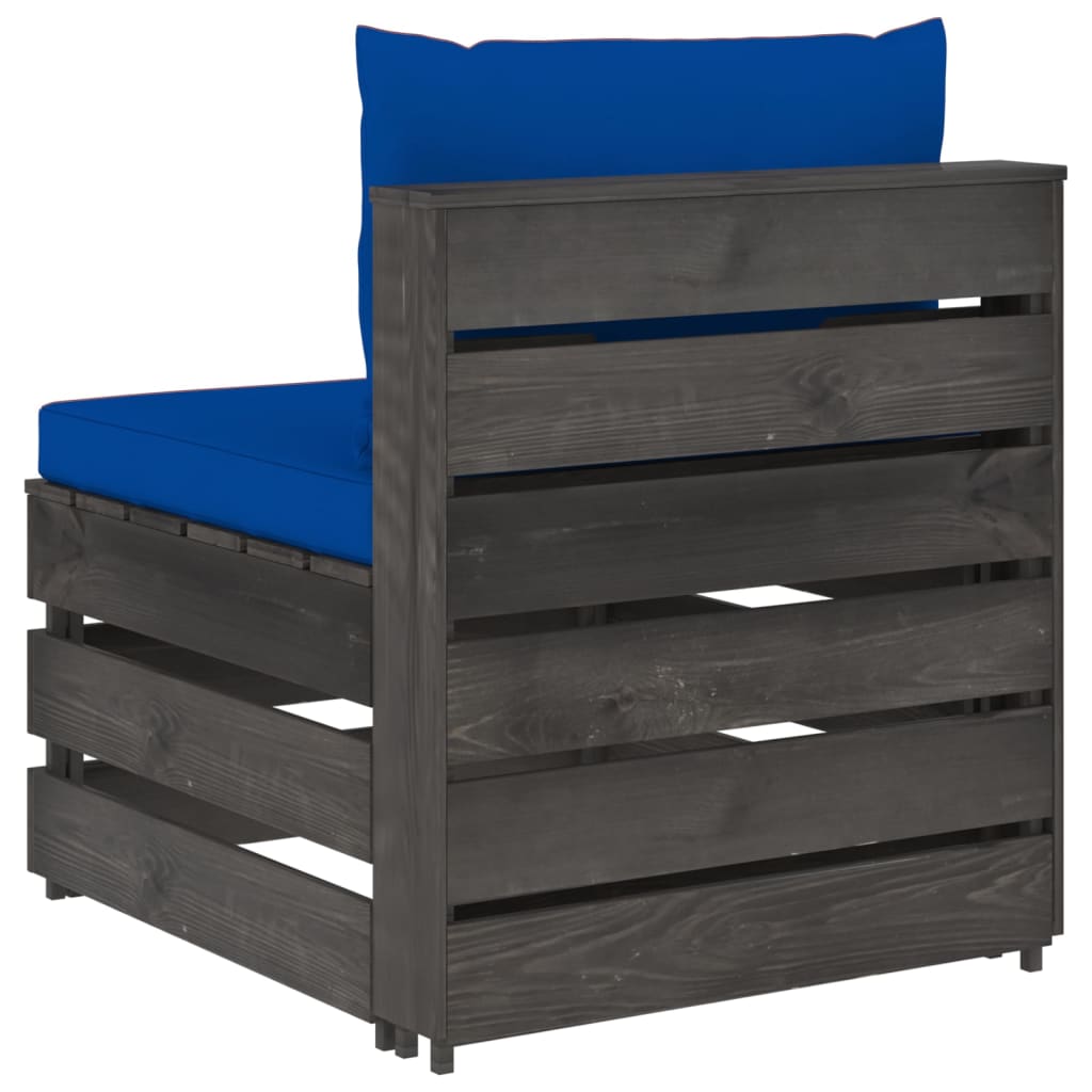 vidaXL Canapea de mijloc modulară cu perne, gri, lemn tratat