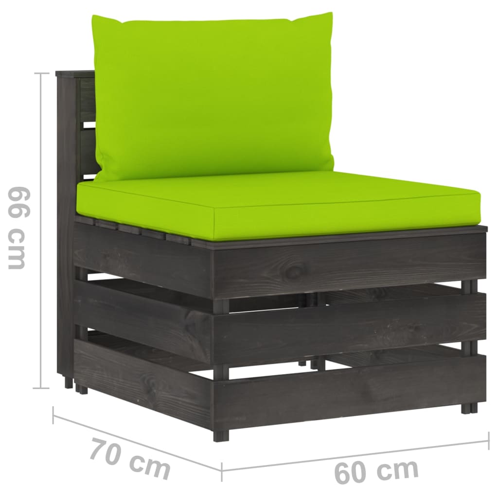 vidaXL Canapea de mijloc modulară cu perne, gri, lemn tratat vidaXL Canapea de mijloc modulară cu perne, gri, lemn tratat