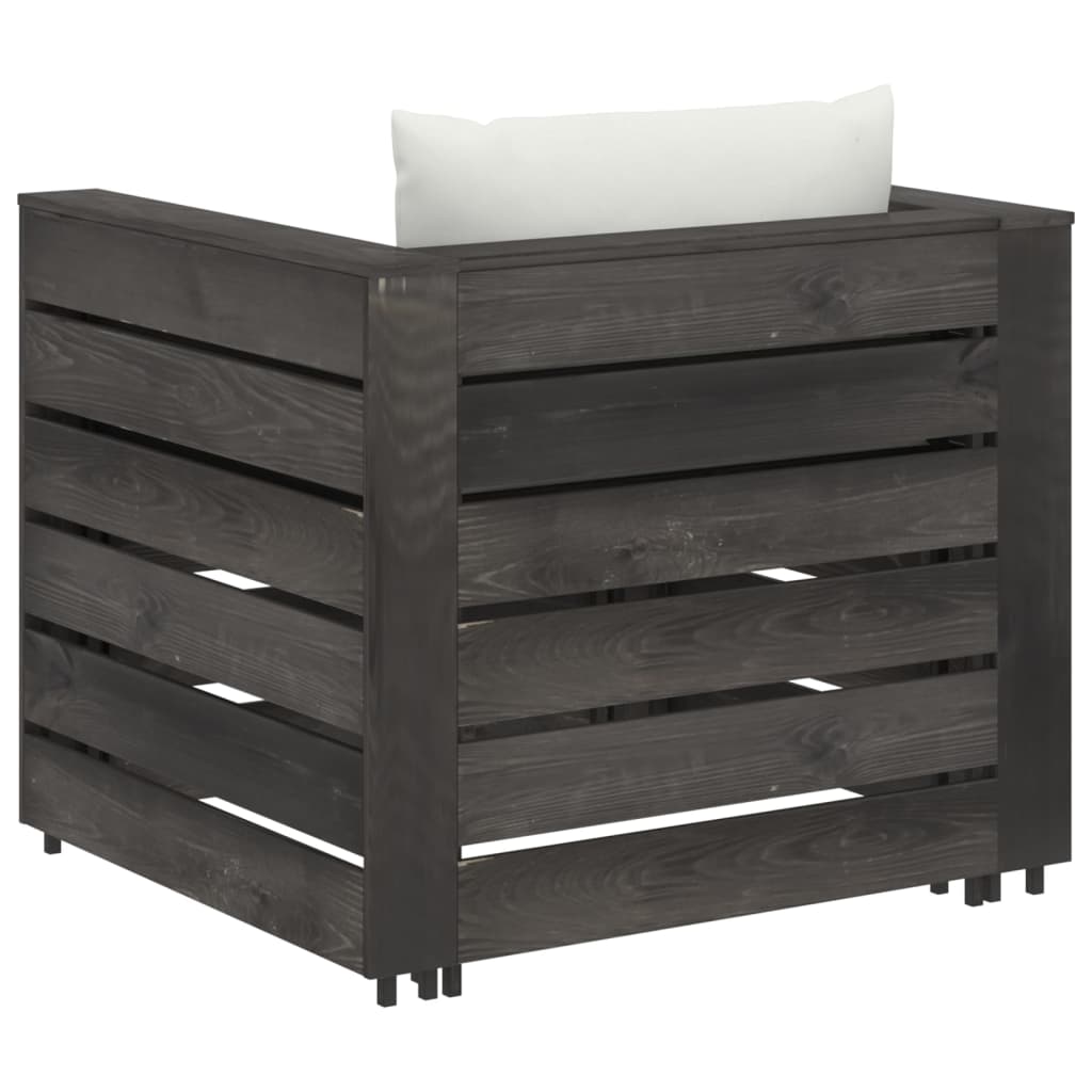 vidaXL Set mobilier grădină cu perne, 2 piese, gri, lemn impregnat