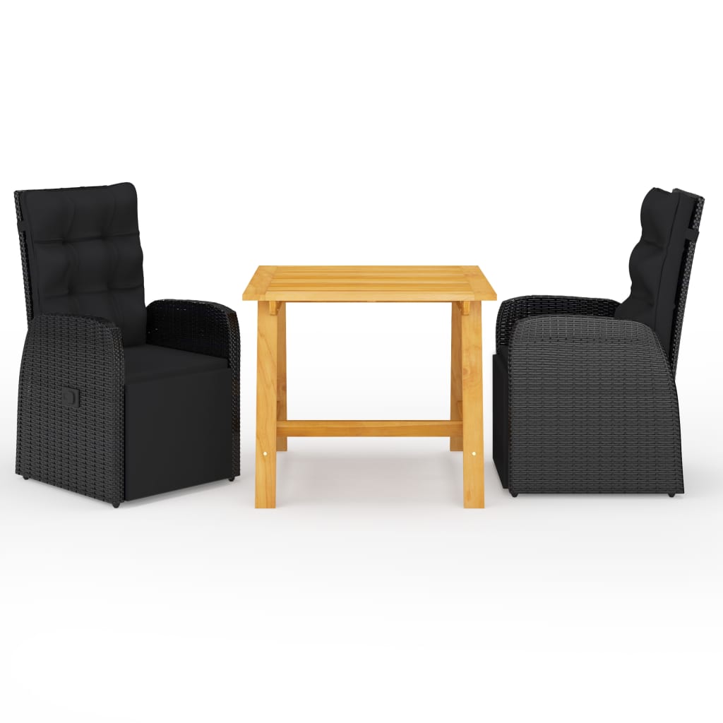 vidaXL Set mobilier de grădină, 3 piese, negru vidaXL Set mobilier de grădină, 3 piese, negru