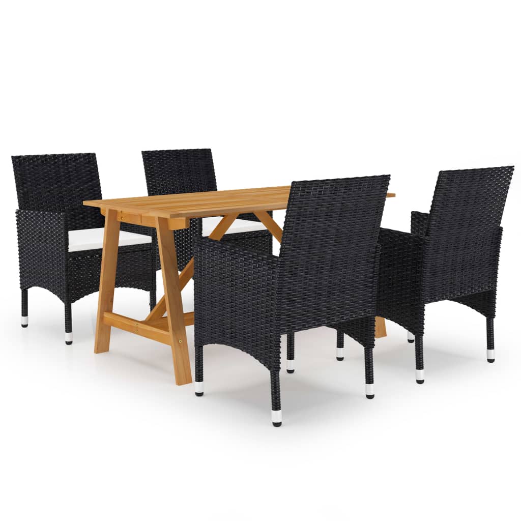 vidaXL Set mobilier de grădină, 5 piese, negru vidaXL Set mobilier de grădină, 5 piese, negru