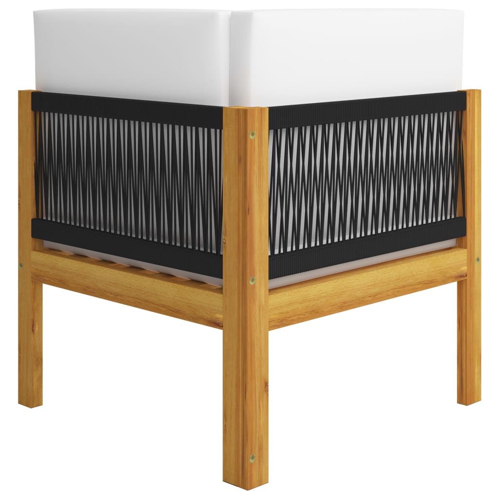 vidaXL Bancă de grădină cu 2 locuri și perne, lemn de salcâm și frânghie