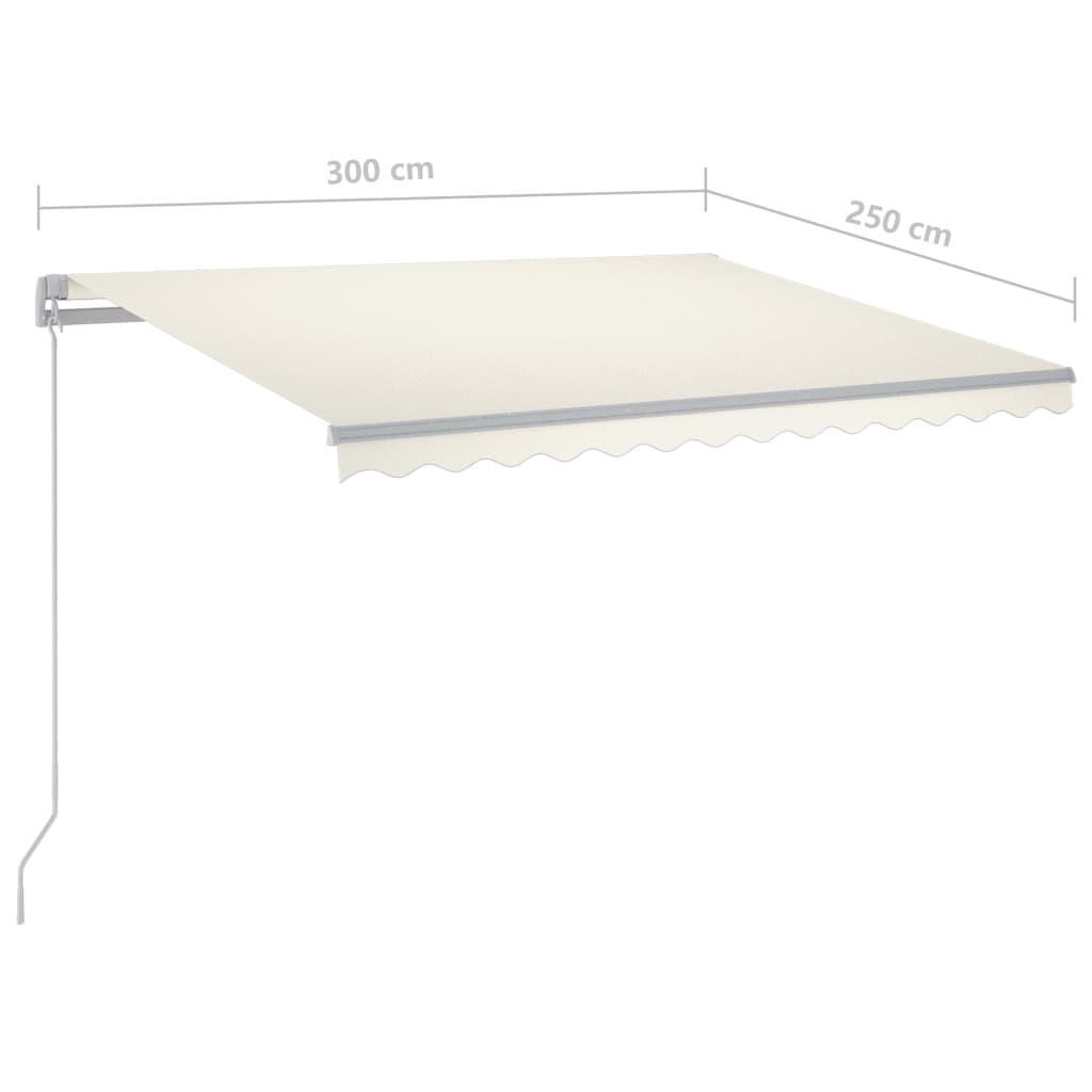vidaXL Copertină retractabilă manual cu LED, crem, 300x250 cm