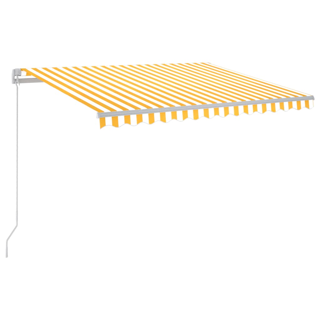 vidaXL Copertină retractabilă manual cu LED, galben și alb, 300x250 cm