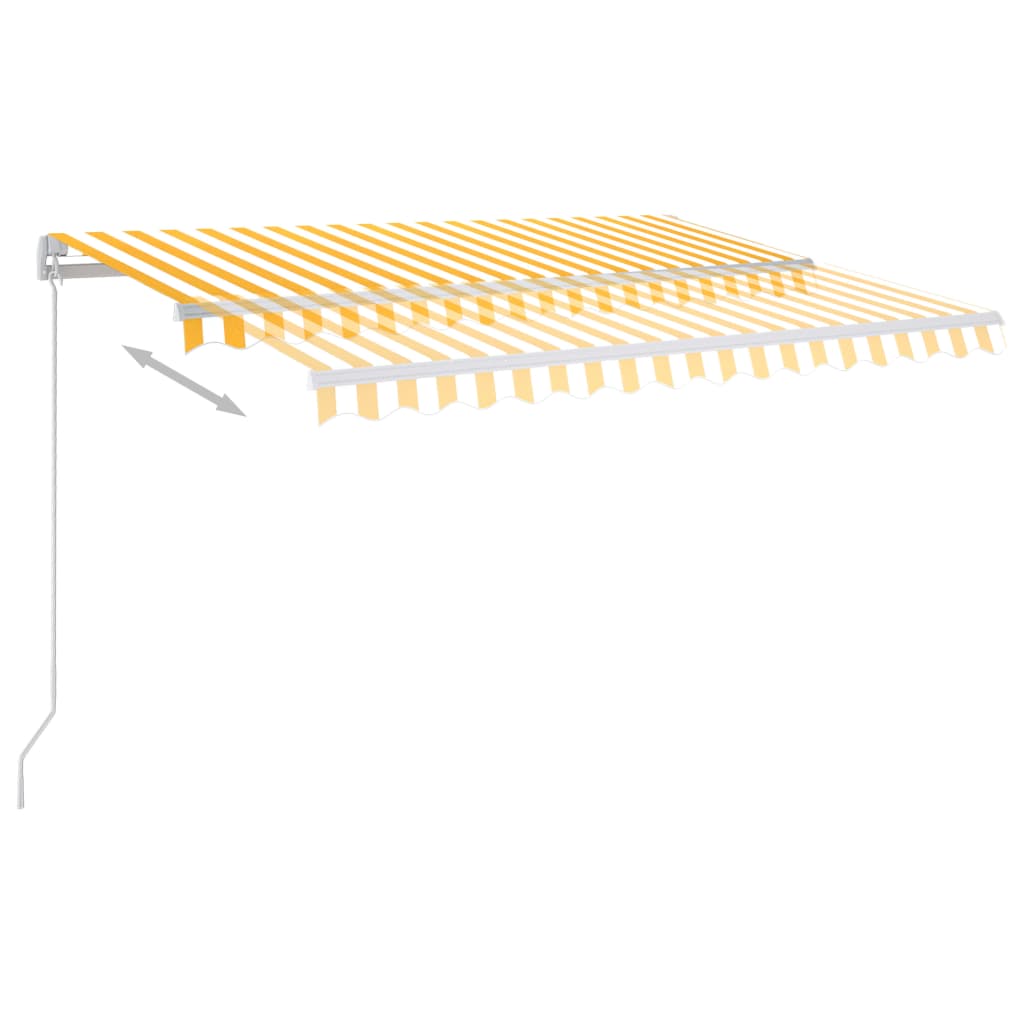 vidaXL Copertină retractabilă manual cu LED, galben și alb, 300x250 cm
