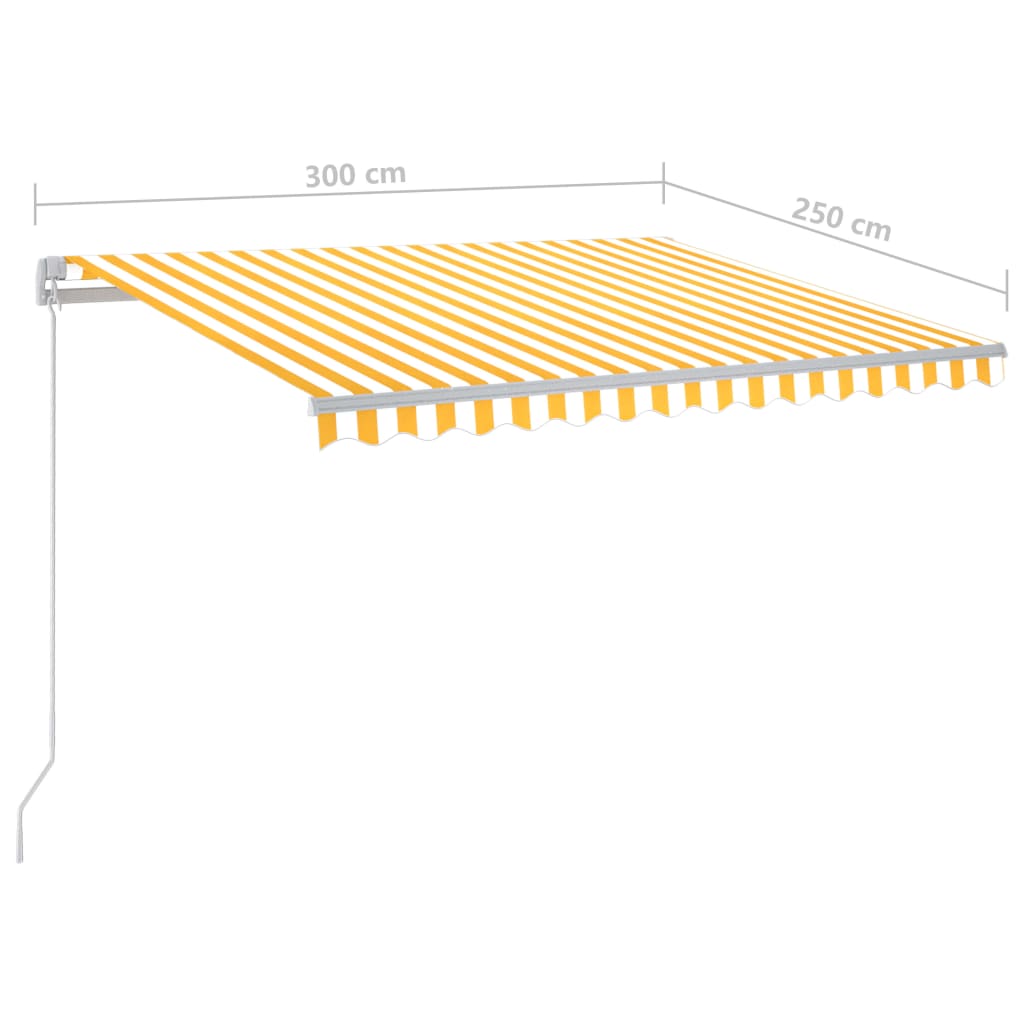vidaXL Copertină retractabilă manual cu LED, galben și alb, 300x250 cm