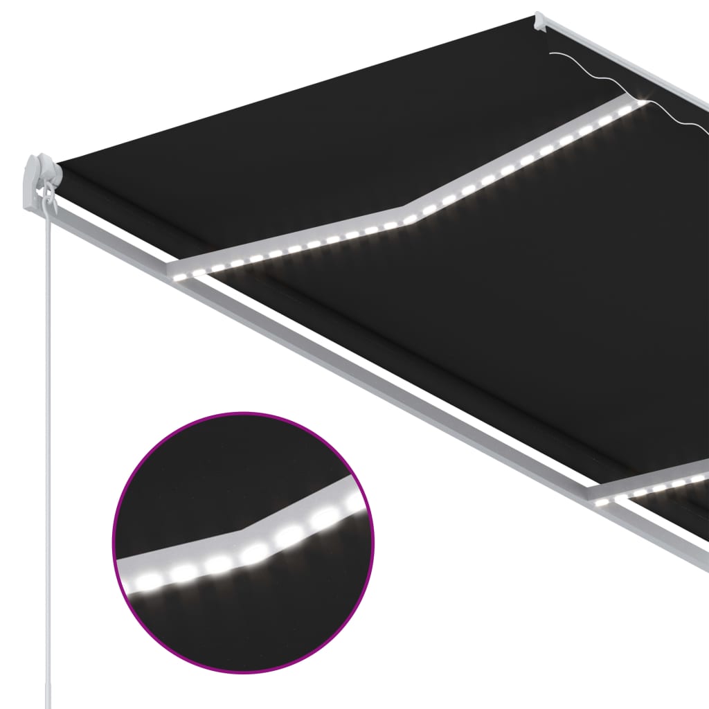 vidaXL Copertină retractabilă manual cu LED, antracit, 300x250 cm