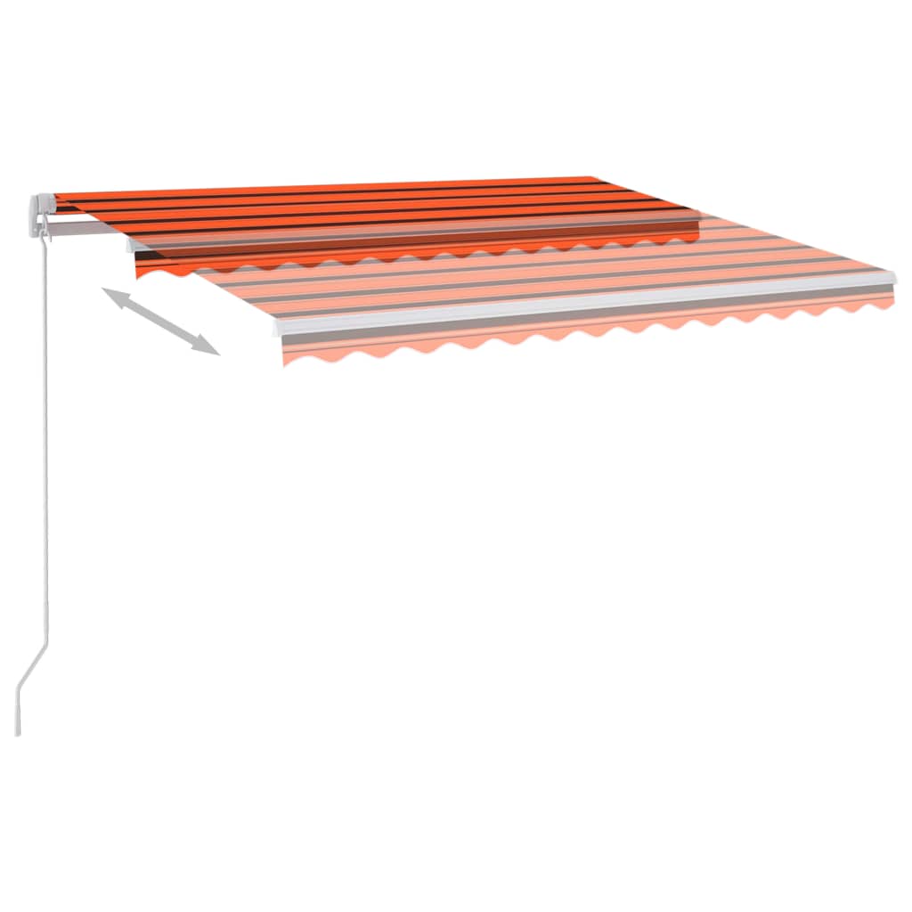 vidaXL Copertină retractabilă manual LED, portocaliu & maro 300x250 cm
