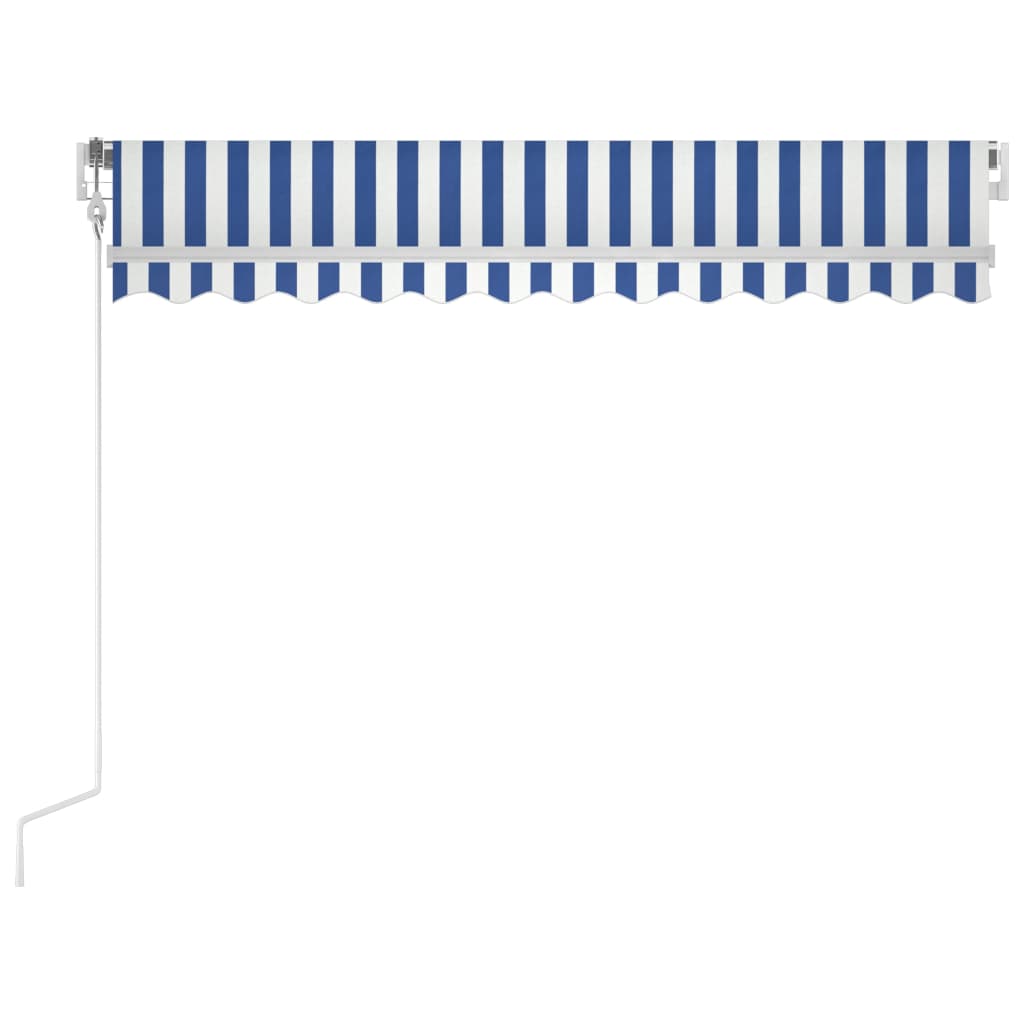 vidaXL Copertină retractabilă automat, albastru și alb, 300x250 cm
