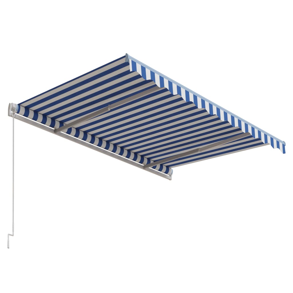 vidaXL Copertină retractabilă automat, albastru și alb, 300x250 cm