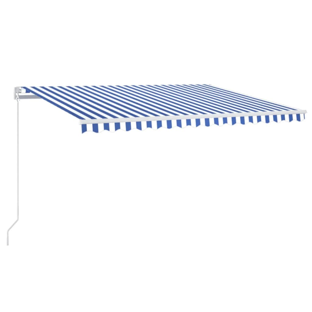 vidaXL Copertină retractabilă manual LED, albastru și alb, 400x300 cm