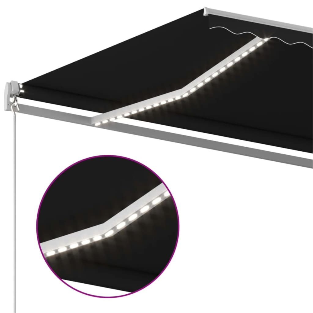 vidaXL Copertină retractabilă manual cu LED, antracit, 400x300 cm