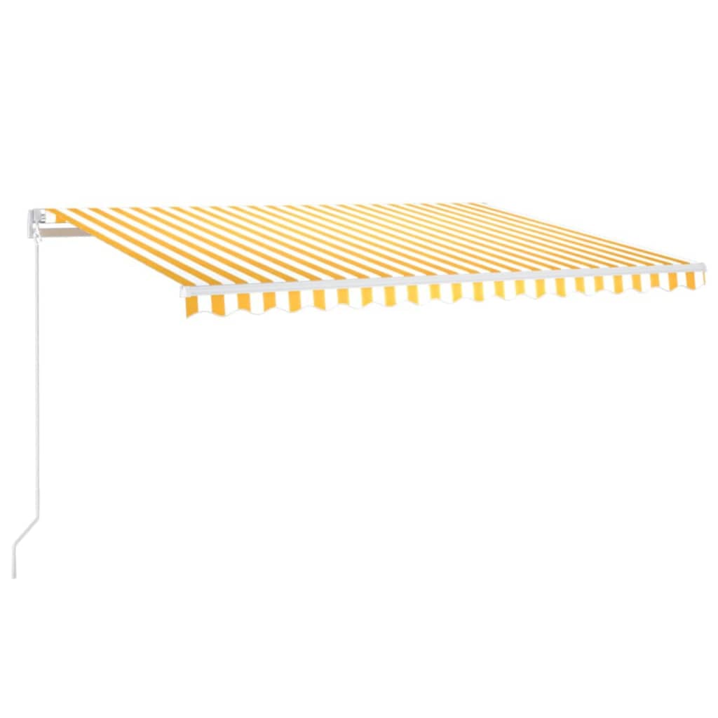 vidaXL Copertină retractabilă manual cu LED, galben și alb, 450x300 cm