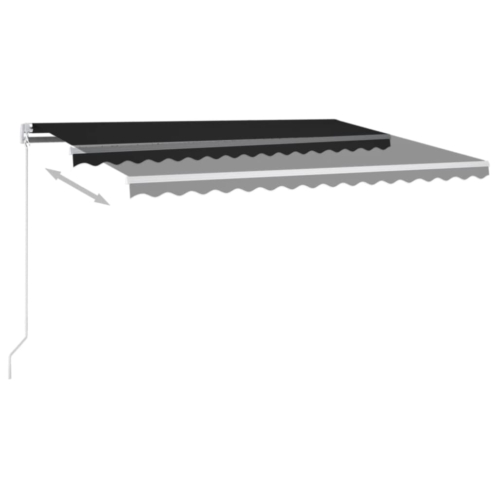 vidaXL Copertină retractabilă manual cu LED, antracit, 450x300 cm