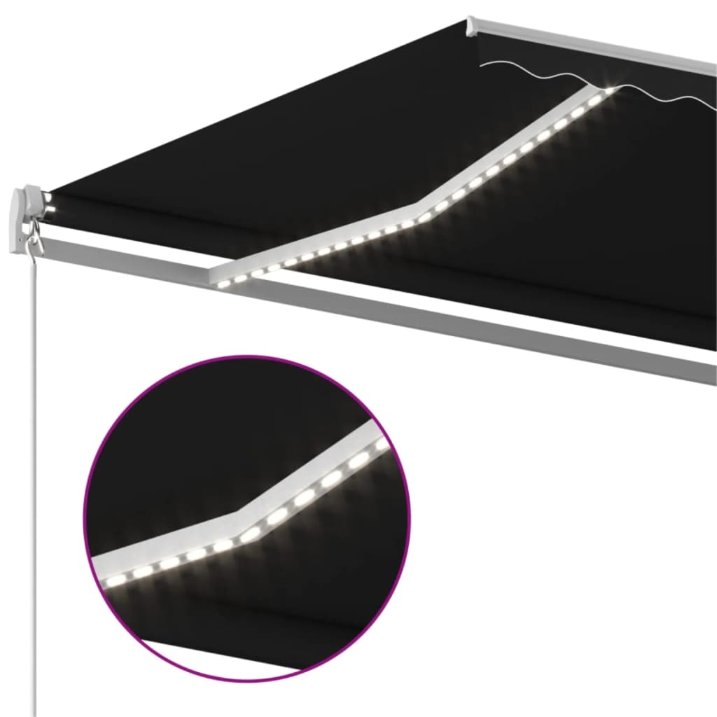 vidaXL Copertină retractabilă manual cu LED, antracit, 450x300 cm