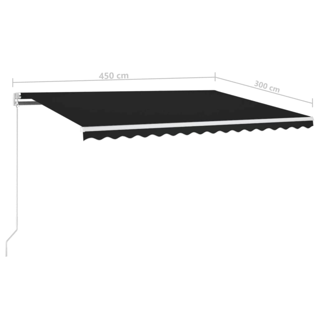 vidaXL Copertină retractabilă manual cu LED, antracit, 450x300 cm