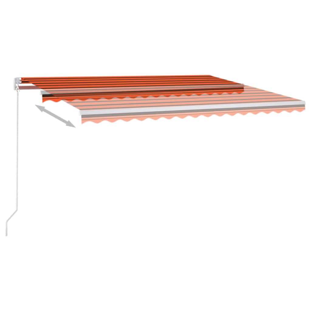 vidaXL Copertină retractabilă manual cu LED portocaliu&maro 450x300 cm