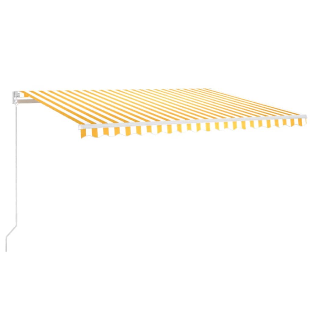 vidaXL Copertină automată cu senzor vânt&LED, galben/alb, 450x300 cm