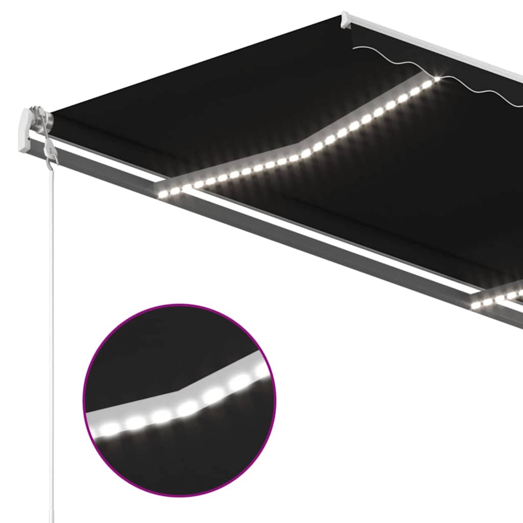 vidaXL Copertină automată cu senzor vânt & LED, antracit, 450x300 cm vidaXL Copertină automată cu senzor vânt & LED, antracit, 450x300 cm