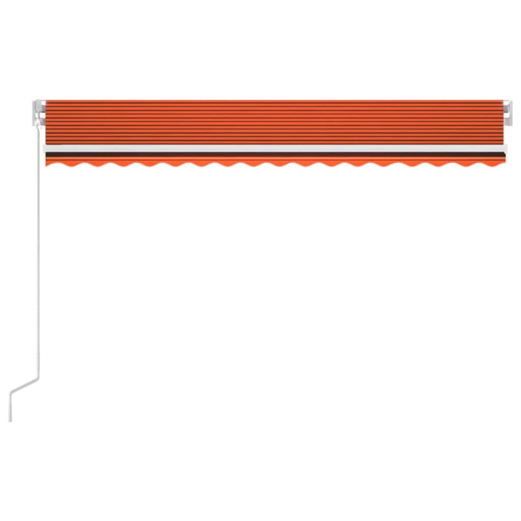 vidaXL Copertină automată senzor vânt/LED, portocaliu/maro, 450x300 cm vidaXL Copertină automată senzor vânt/LED, portocaliu/maro, 450x300 cm