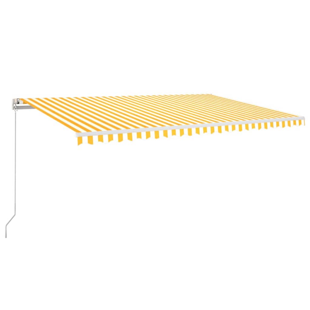 vidaXL Copertină automată cu senzor vânt & LED, galben&alb, 500x300 cm vidaXL Copertină automată cu senzor vânt & LED, galben&alb, 500x300 cm