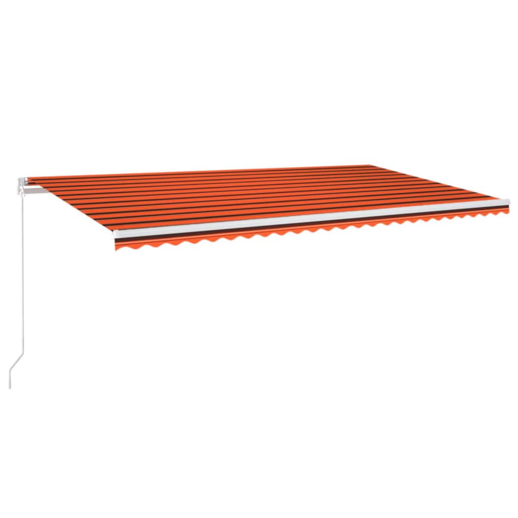 vidaXL Copertină retractabilă manual, LED, portocaliu&maro, 600x300 cm