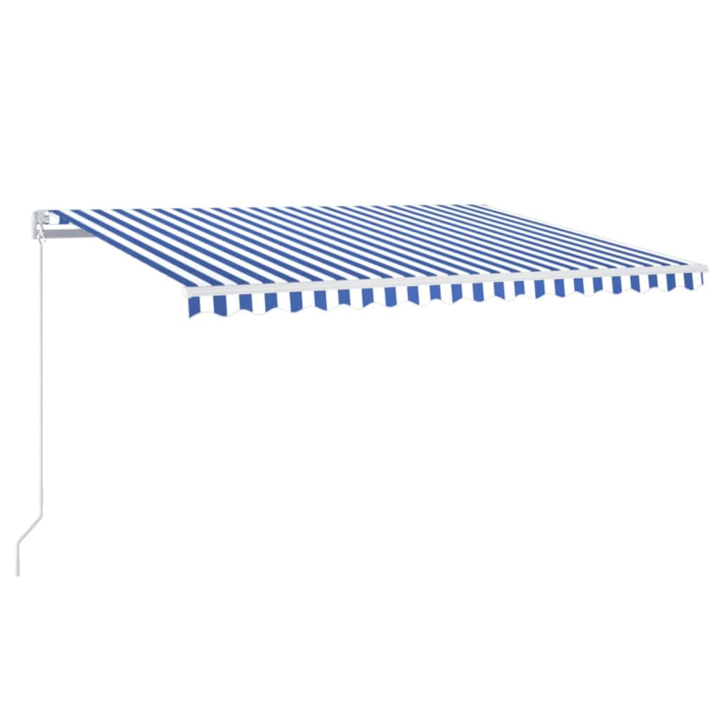 vidaXL Copertină retractabilă manual, albastru și alb, 400x350 cm