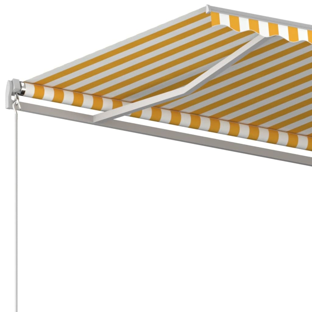 vidaXL Copertină retractabilă manual, galben și alb, 400x350 cm