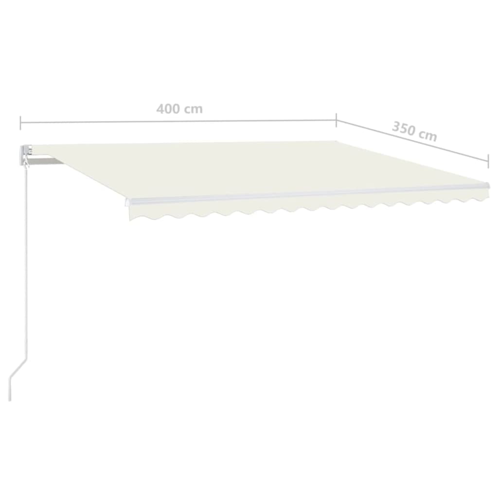 vidaXL Copertină retractabilă manual cu LED, crem, 400x350 cm