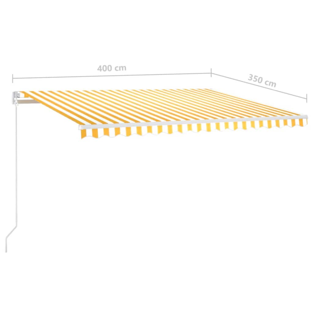 vidaXL Copertină retractabilă manual cu LED, galben și alb, 400x350 cm