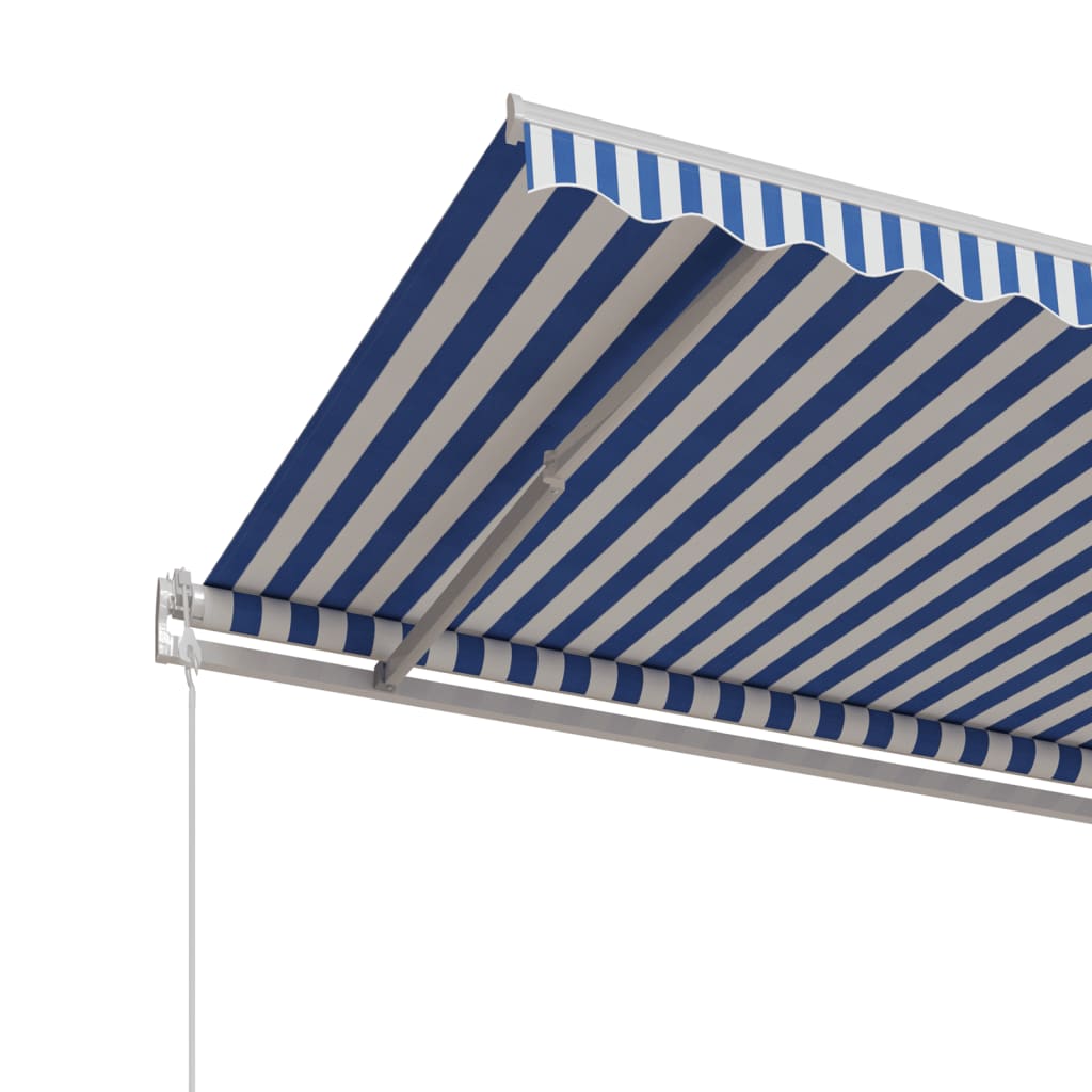 vidaXL Copertină retractabilă automat, albastru și alb, 400x350 cm