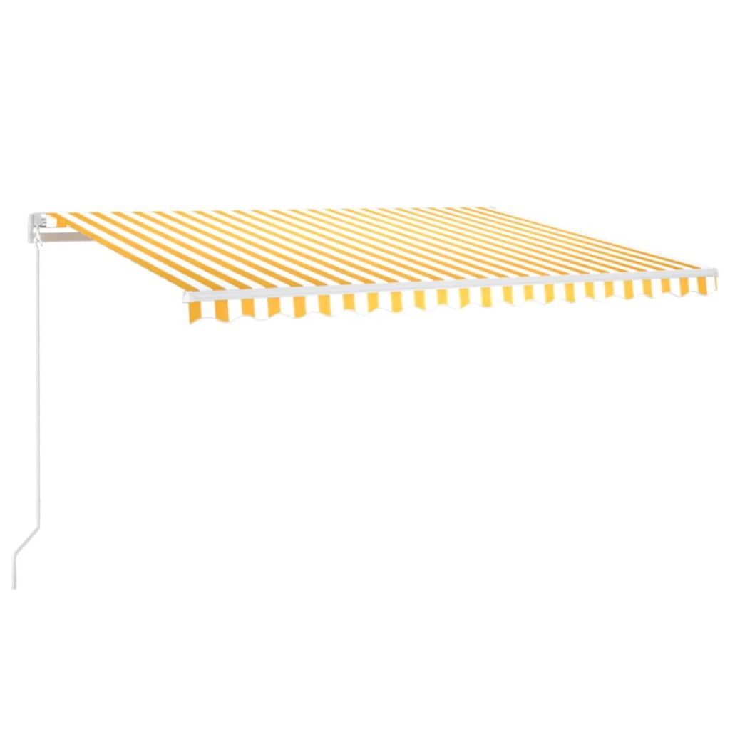 vidaXL Copertină retractabilă manual, galben și alb, 450x350 cm