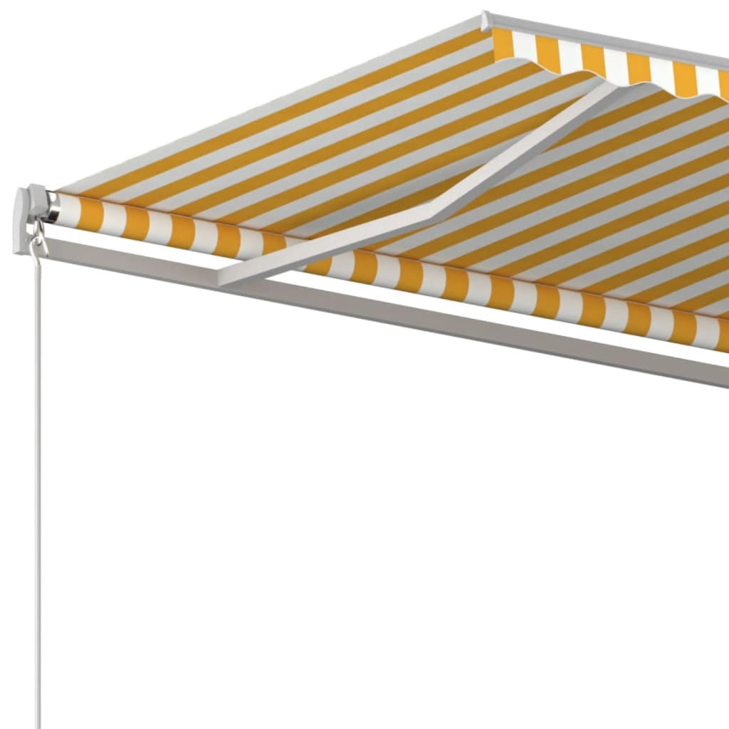 vidaXL Copertină retractabilă manual, galben și alb, 450x350 cm