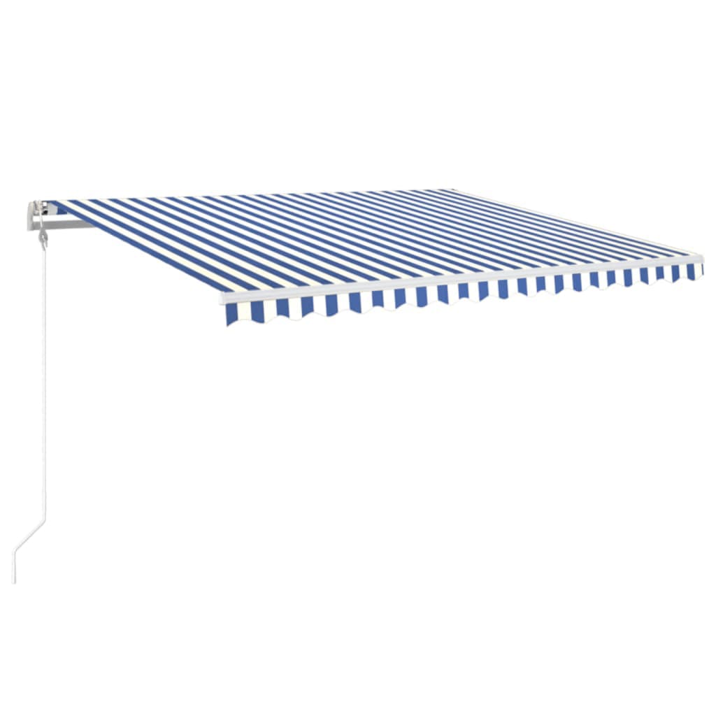 vidaXL Copertină retractabilă automat, albastru și alb, 450x350 cm