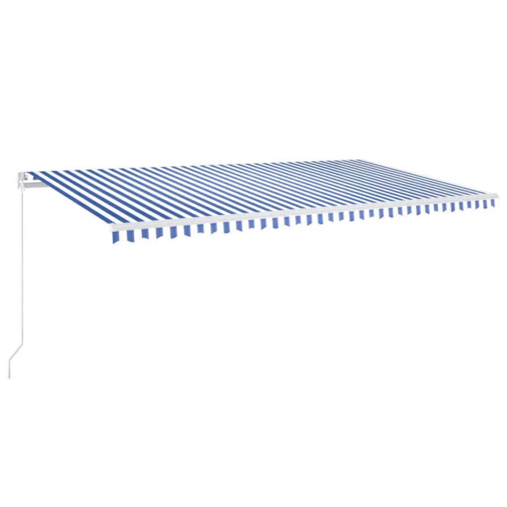 vidaXL Copertină retractabilă manual, albastru și alb, 600x350 cm