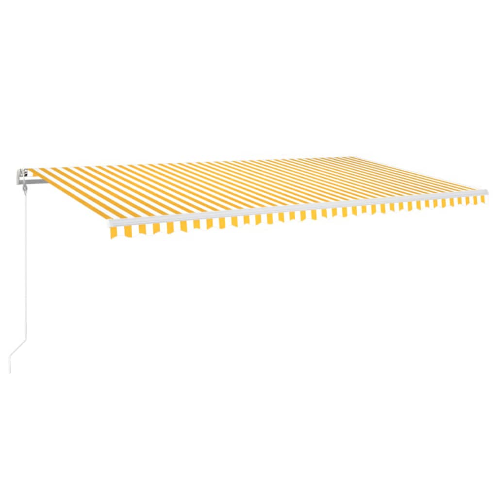 vidaXL Copertină automată cu senzor vânt & LED, galben&alb, 600x350 cm